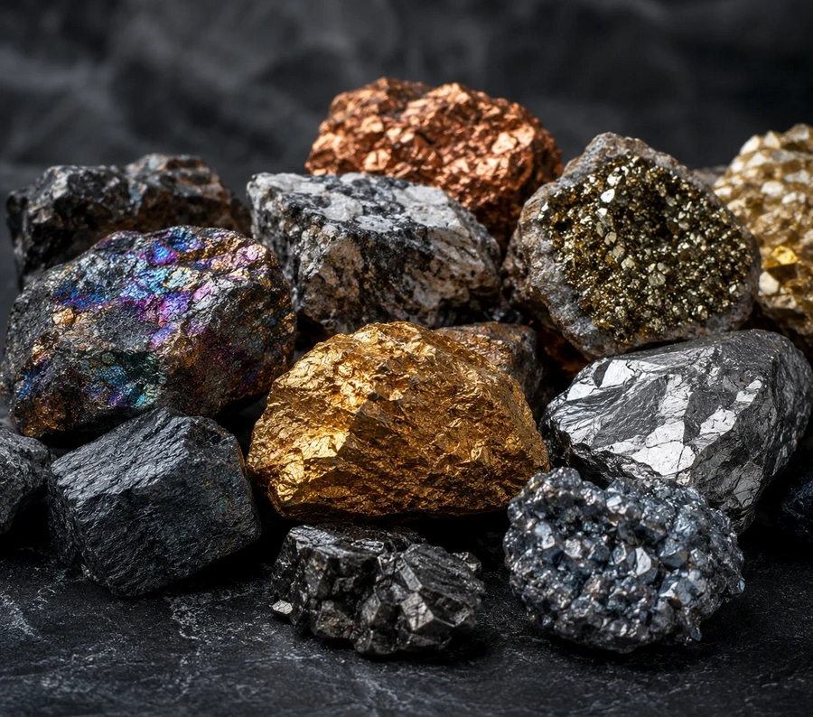 Metallic mineral product samples