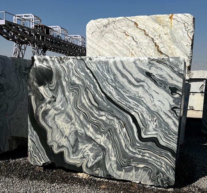 Silver Steam Iranian white marble slab